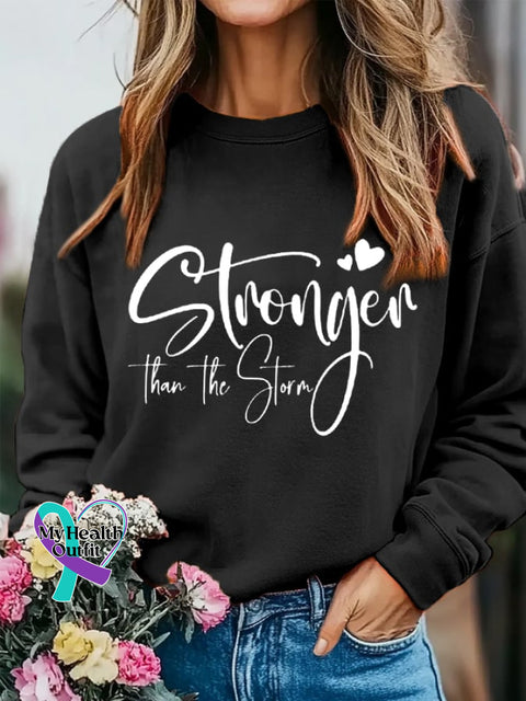 Women’s Stronger Than The Storm Inspirational Casual Sweatshirt Black / S