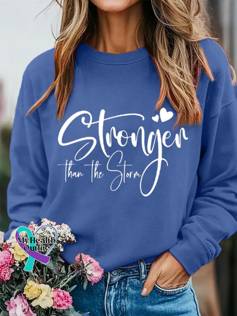 Women’s Stronger Than The Storm Inspirational Casual Sweatshirt Blue / S