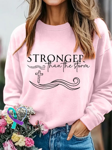 Women’s Stronger Than The Storm Inspirational Casual Sweatshirt Pink / S