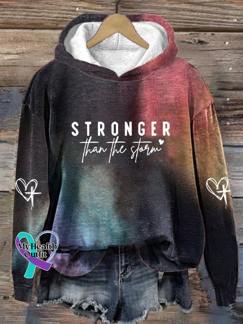Women’s Stronger Than The Storm Print Casual Long Sleeve Hoodie As Shown / S