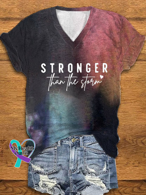 Women’s Stronger Than The Storm V-Neck T-Shirt As Shown / S