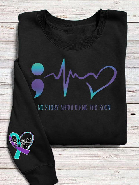 Women’s Suicide Awareness Print Casual Sweatshirt Black / S