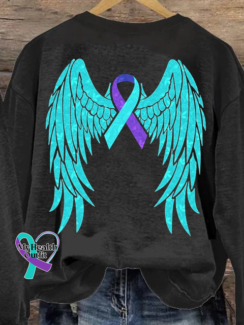 Women’s Suicide Awareness Ribbon And Wings You Matter Print Casual Sweatshirt