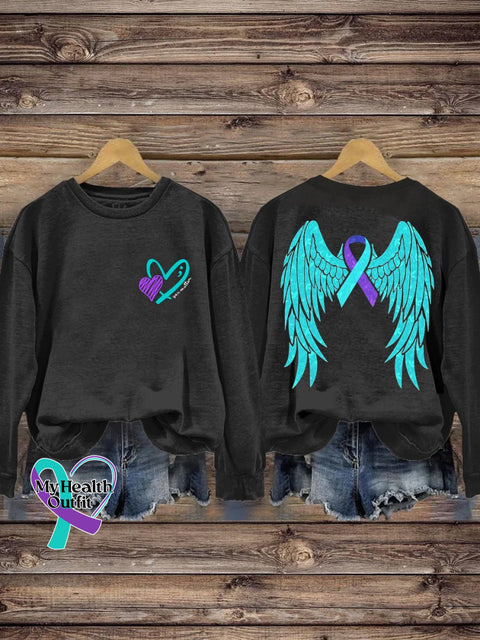 Women’s Suicide Awareness Ribbon And Wings You Matter Print Casual Sweatshirt Black / S