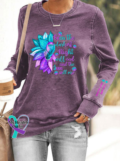 Women’s Suicide Prevention Awareness Casual Sweatshirt Purple / S