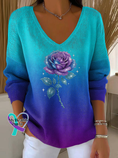 Women’s Suicide Prevention Awareness Floral Casual Pullover Sweater Multicolor / S