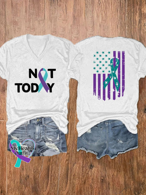 Women’s Suicide Prevention Awareness Not Today Print V Neck T-Shirt White / S