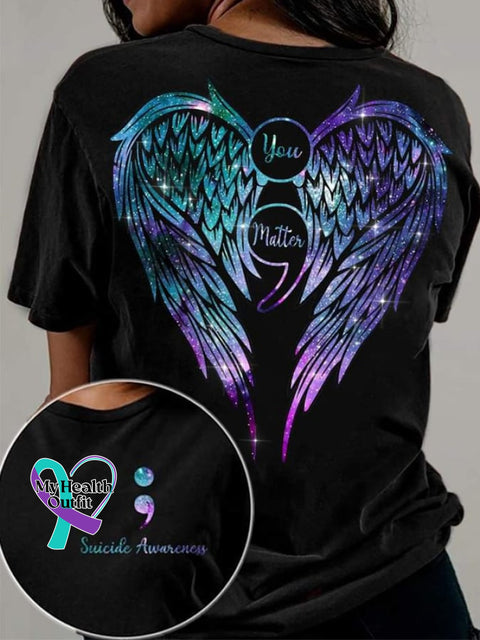 Women’s Suicide Prevention Awareness Print Casual T-Shirt Black / S