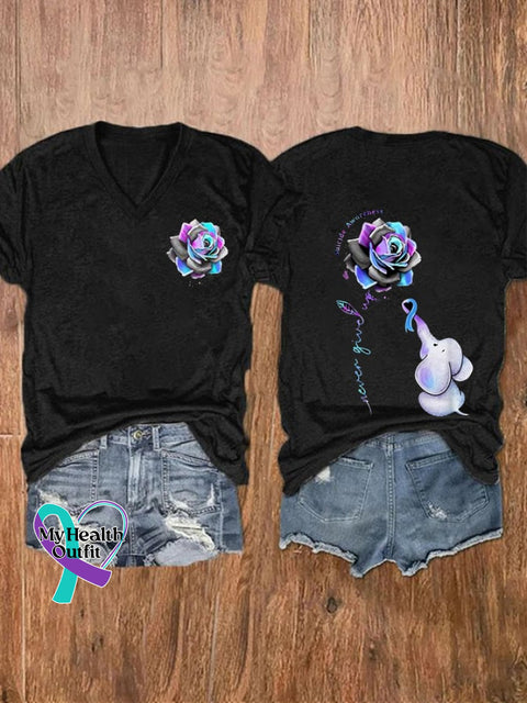 Women’s Suicide Prevention Awareness Print Casual T-Shirt Black / S