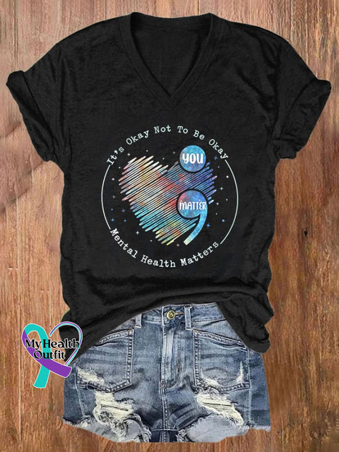 Women’s Suicide Prevention Awareness Print Casual T-Shirt Black / S