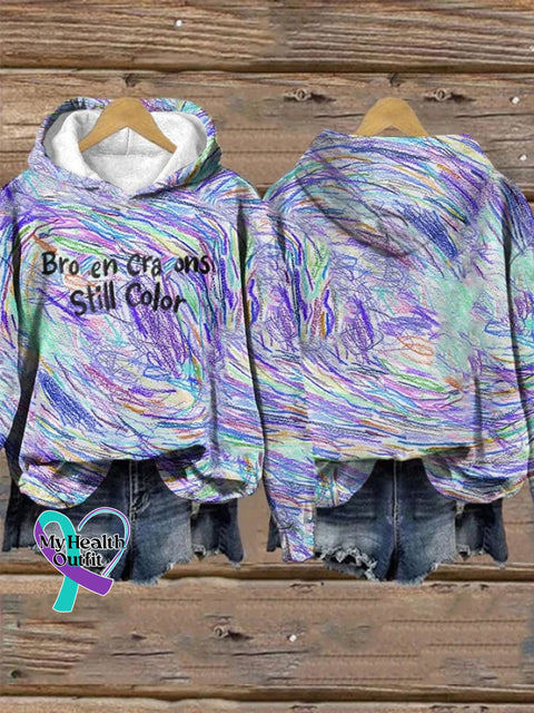 Women’s Suicide Prevention Broken Crayons Still Color Printed Casual Long Sleeve Sweatshirt