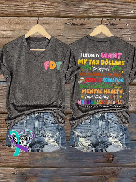 Women’s Support National Parks Printed V Neck T-shirt Dark Grey / S