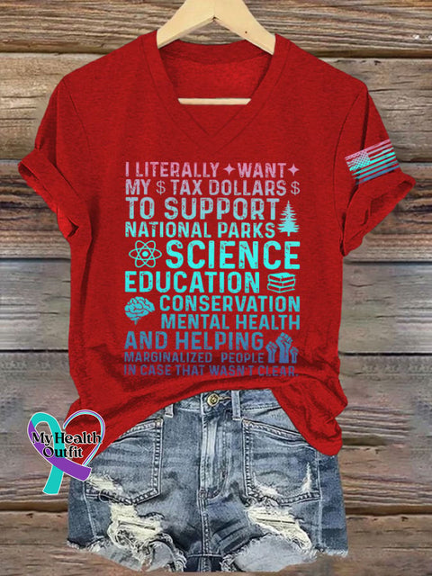 Women’s Support National Parks Printed V Neck T-shirt Red / S