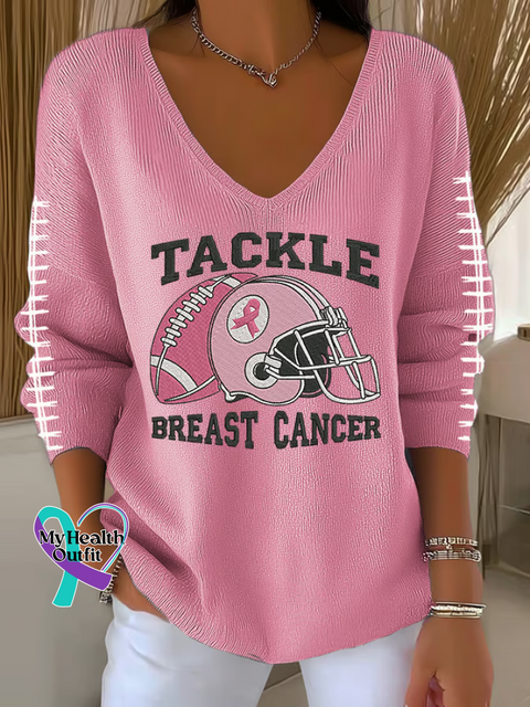 Women’s TACKLE BREAST CANCER Breast Cancer Awareness Casual Pullover Sweater Multicolor / S