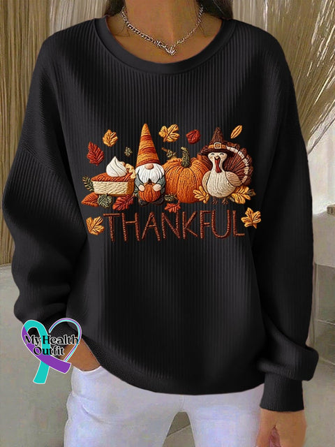 Women’s Thankful Print Casual Sweatshirt Black / S