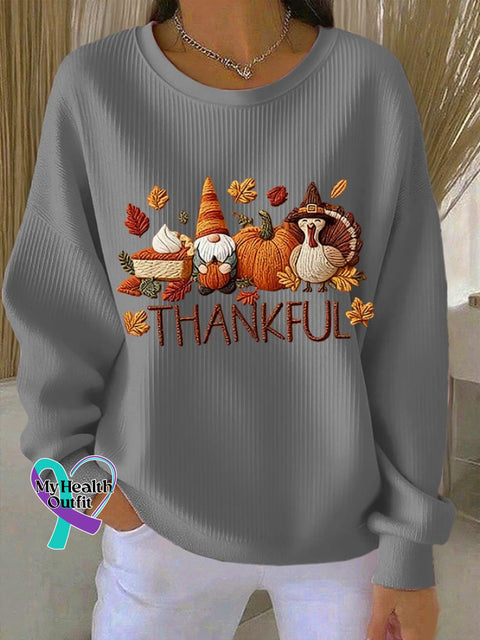 Women’s Thankful Print Casual Sweatshirt Grey / S