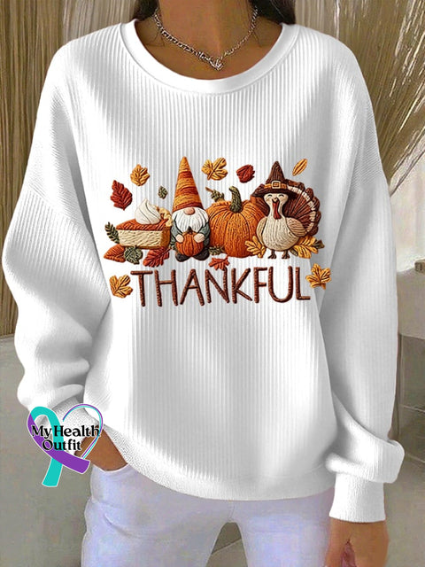 Women’s Thankful Print Casual Sweatshirt White / S