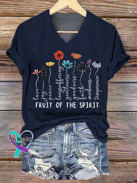 Women’s The Fruits Of The Spirit V-neck Casual T-Shirt Blue / S