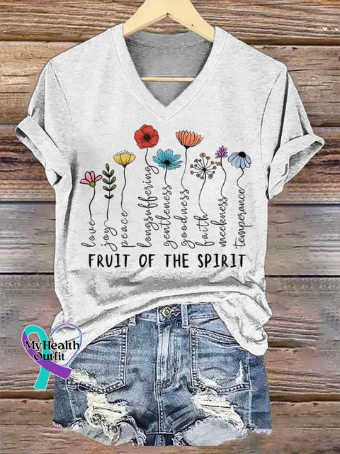 Women’s The Fruits Of The Spirit V-neck Casual T-Shirt White / S