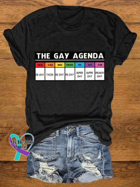 Women’s The Gay Agenda Pride Month Rainbow Tee Black / S