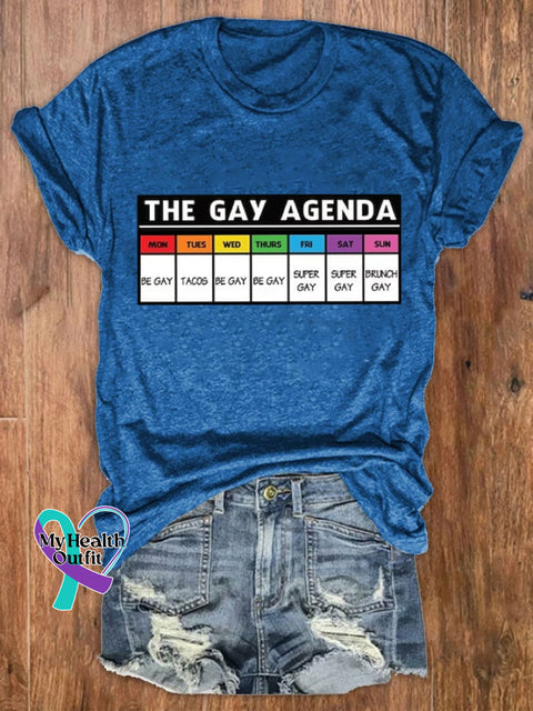 Women’s The Gay Agenda Pride Month Rainbow Tee Blue / S