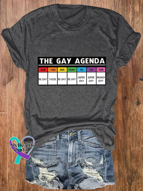 Women’s The Gay Agenda Pride Month Rainbow Tee Dark Grey / S