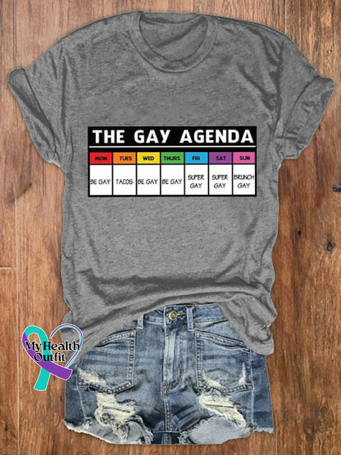 Women’s The Gay Agenda Pride Month Rainbow Tee Light Grey / S
