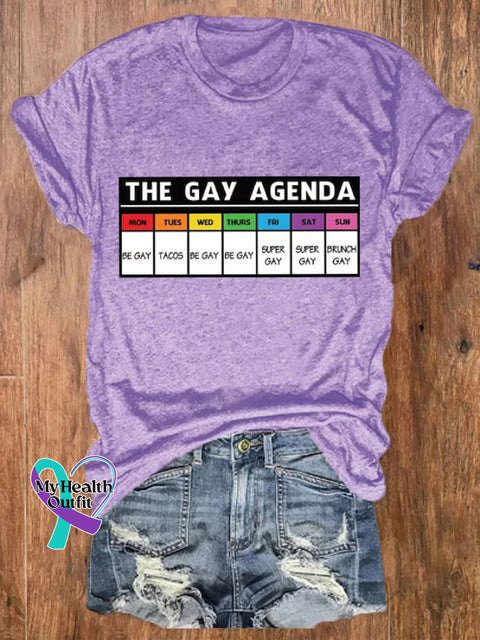 Women’s The Gay Agenda Pride Month Rainbow Tee Light Purple / S