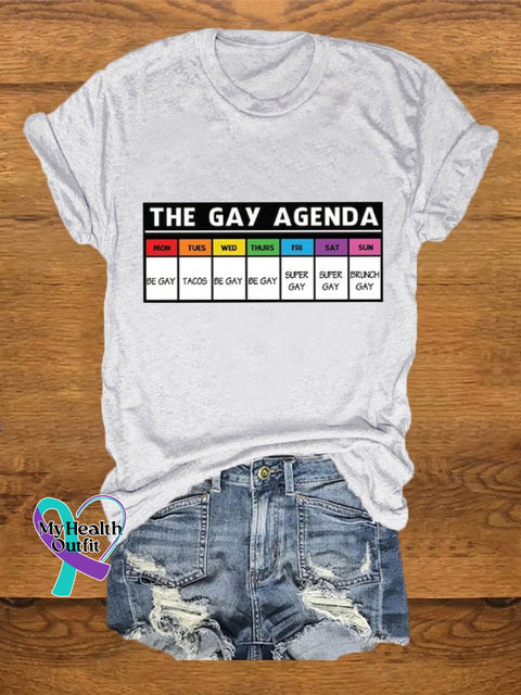 Women’s The Gay Agenda Pride Month Rainbow Tee White / S