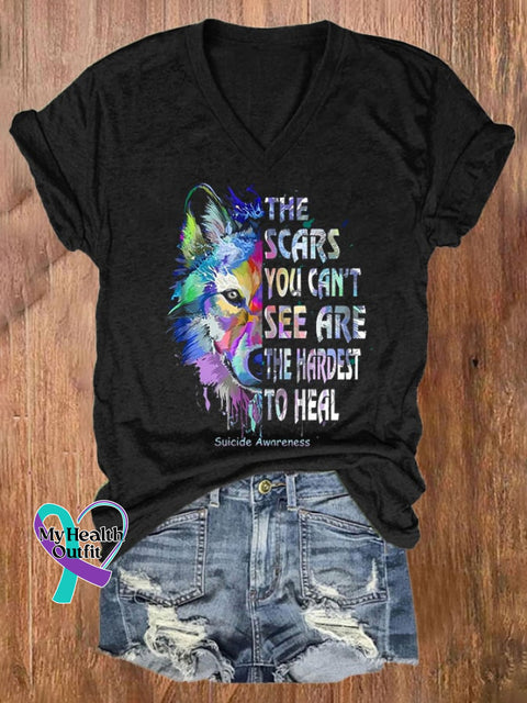 Women’s The Scars You Can’t See Are Hardest To Heal Suicide Prevention Awareness Shirt Black / S