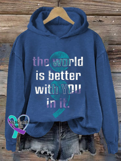 Women’s The World Is Better With You In It Printed Sweatshirt Blue / S