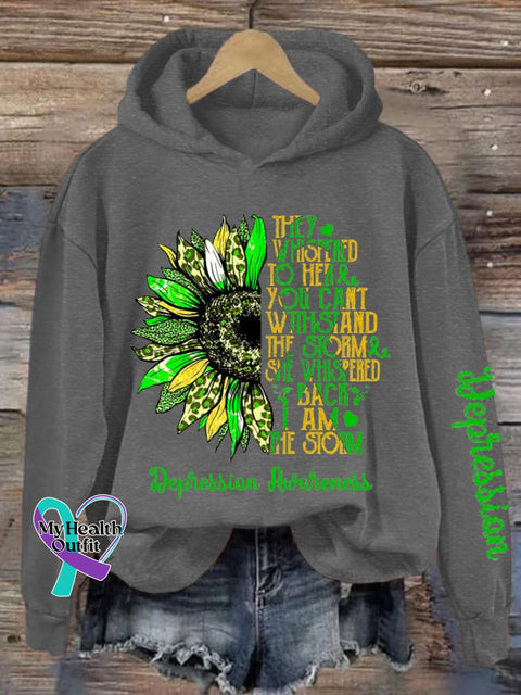 Women’s They Whispered To Her You Cannot Withstand The Storm She Back I Am Depression Awareness