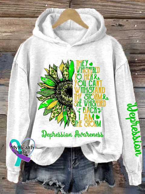 Women’s They Whispered To Her You Cannot Withstand The Storm She Back I Am Depression Awareness
