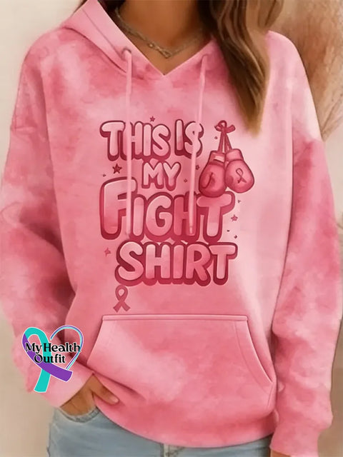 Women’s This Is My Fight Breast Cancer Art Print Casual Cotton Sweatshirt Pink / S
