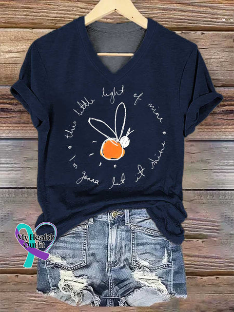 Women’s This Little Light of Mine I’m Gonna Let It Shine V-neck Casual T-Shirt Blue / S