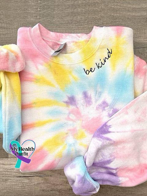 Women’s Tie Dye Multicolor Be Kind Print Casual Sweatshirt / S
