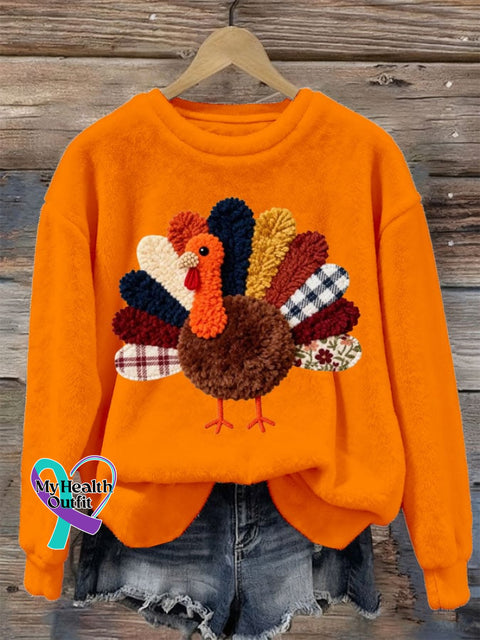 Women’s Turkey Printed Casual Sweatshirt Orange / XS