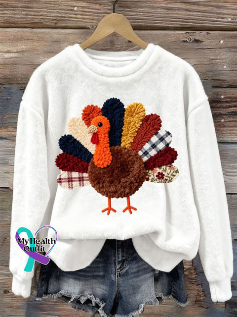 Women’s Turkey Printed Casual Sweatshirt White / XS