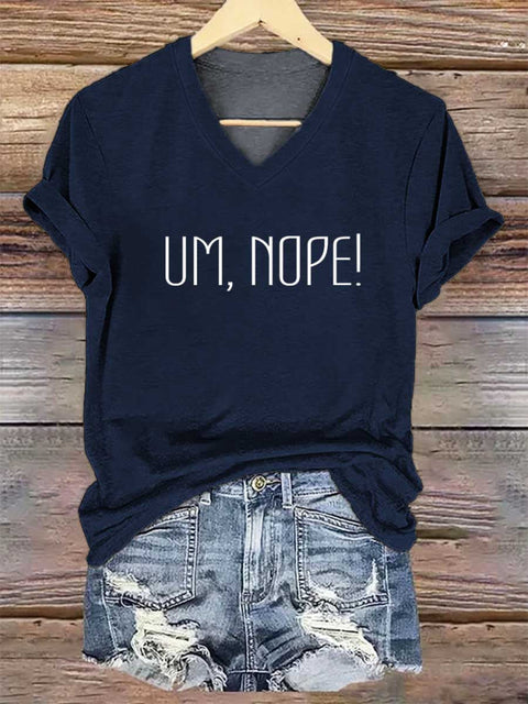 Women’s UM,NOPE! V-neck Casual T-Shirt Blue / S