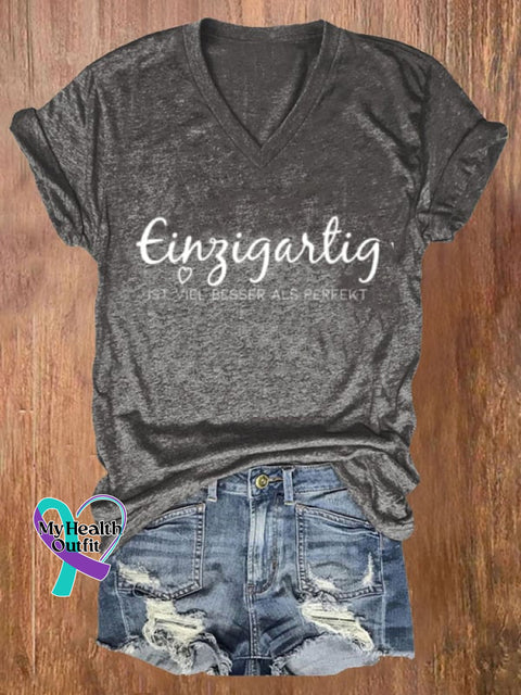 Women’s Unique V-Neck Tee Dark Grey / S