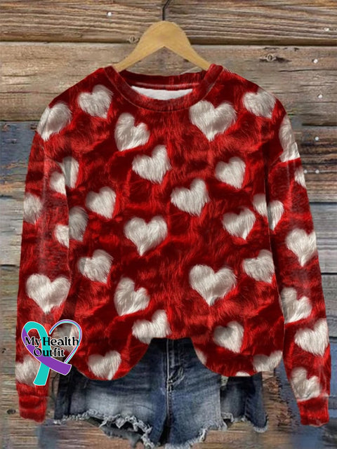 Women’s Valentines Day Love Heart Printed Sweatshirt Red / S