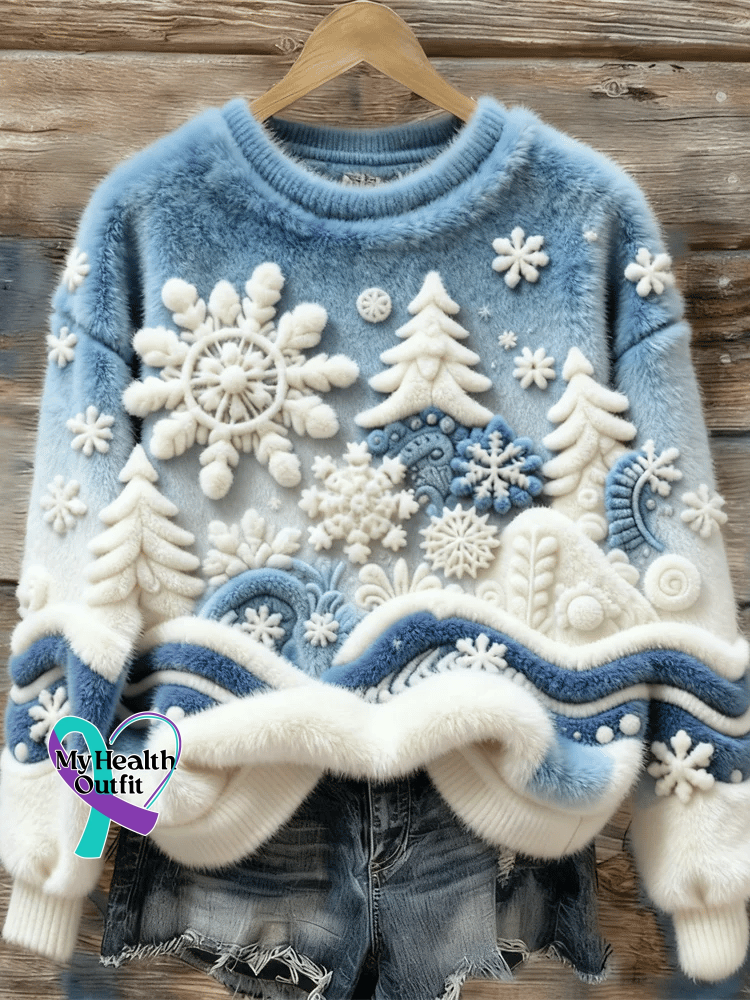 Women’s Vintage Christmas Print Flannel Sweatshirt As shown / S