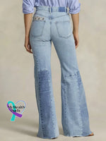 Women’s Vintage Pattern Art Print Casual Cotton Denim Jeans