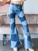 Women’s Vintage Pattern Art Print Casual Cotton Denim Jeans Blue / S