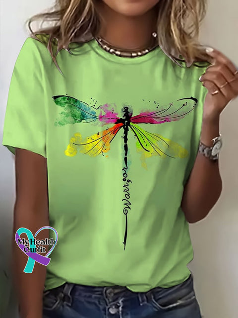 Women’s Warrior Cancer Awareness Print Casual T-Shirt As Shown / S