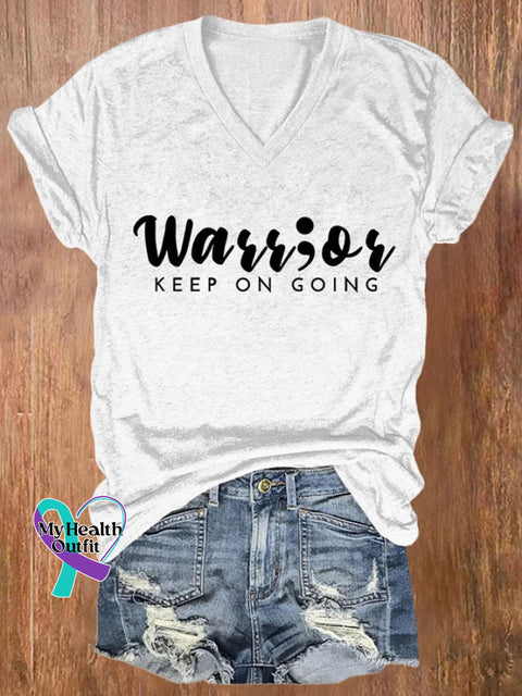 Women’s Warrior Semicolon Keep On Going Print T-Shirt White / S
