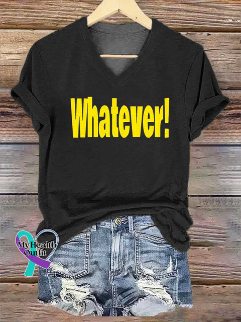 Women’s Whatever! V-neck Casual T-Shirt Black / S