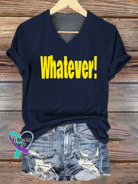 Women’s Whatever! V-neck Casual T-Shirt Blue / S