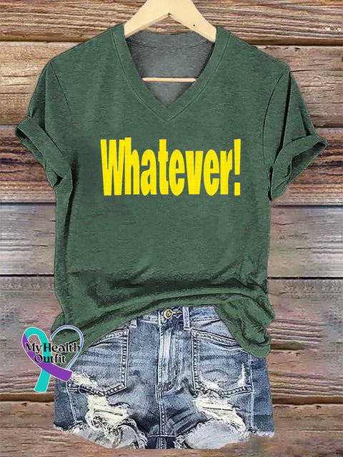 Women’s Whatever! V-neck Casual T-Shirt Green / S