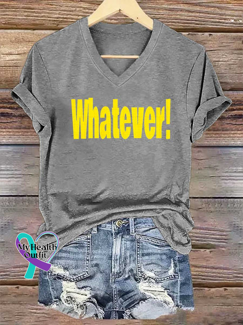 Women’s Whatever! V-neck Casual T-Shirt Grey / S